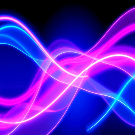 abstract background with purple and blue lines on a black background.