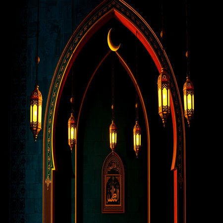 Ramadan Kareem islamic background with arabic lanterns