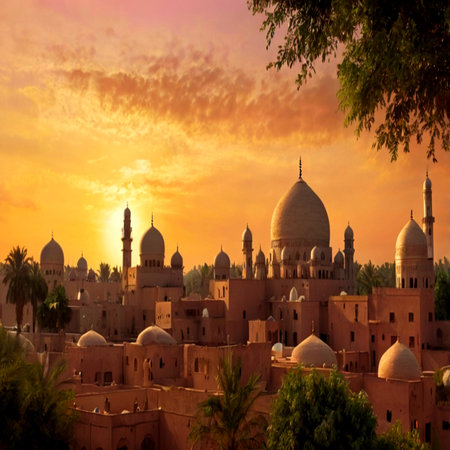 Beautiful sunset over the city.の写真素材