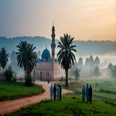 Sunset at a mosqueの写真素材