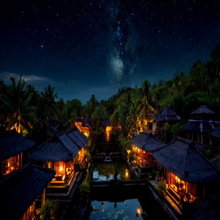 Night view of Ubud, Bali island, Indonesia. Night view of Ubud.