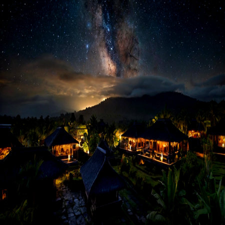 Milky Way over the village at night