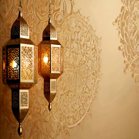 Lanterns hanging on the wall.の写真素材