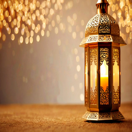 Lantern on bokeh background.