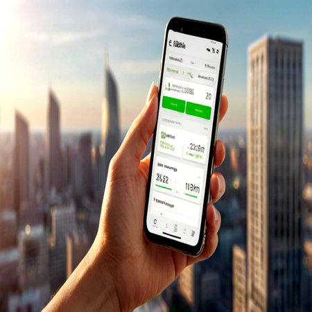 male hand holding a smart phone with app delivery tracking on the screen