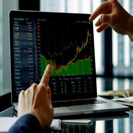 Stock market or forex trading graph and candlestick chart suitable for financial investment concept....