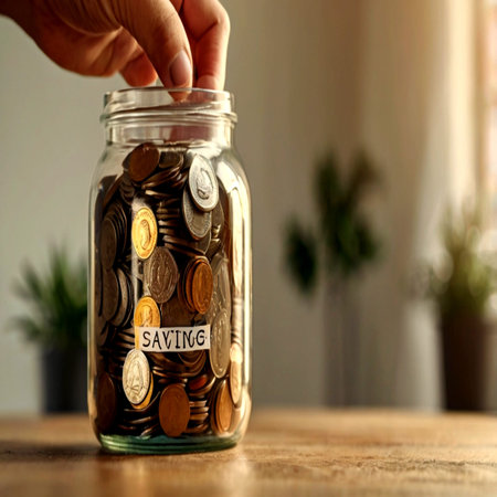 Saving money in the glass jar for retirement. Saving money concept.