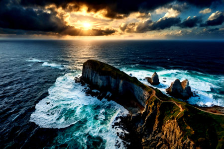 Sunset at Cliffs of Moher in County Clare, Ireland