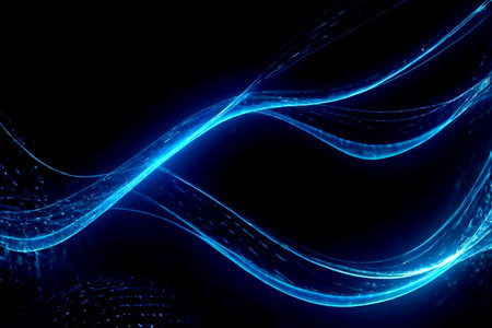 Abstract blue wave on black background. Fantasy fractal texture. Digital art. 3D rendering.