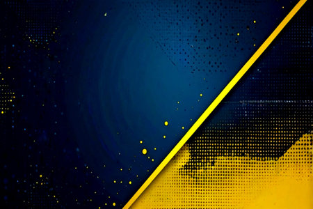abstract blue and yellow background with some stains on it and a yellow line