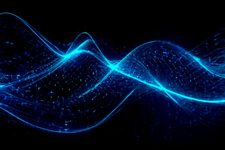 Abstract blue lines on a black background. 3d rendering, 3d illustration.