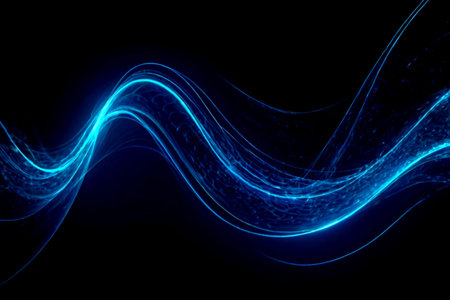 Abstract blue wave on black background. Futuristic technology style. Elegant background for business...