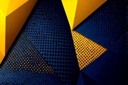 Abstract background of yellow and blue geometric shapes. 3d render illustration