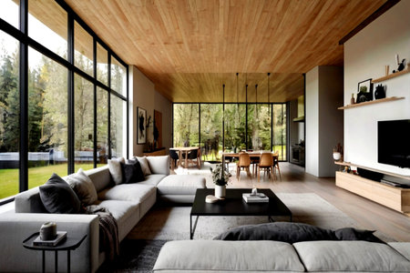 interior of modern house, living room with sofa and living room