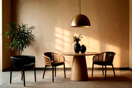 Table and chairs in the interior of a cafe. Interior design.