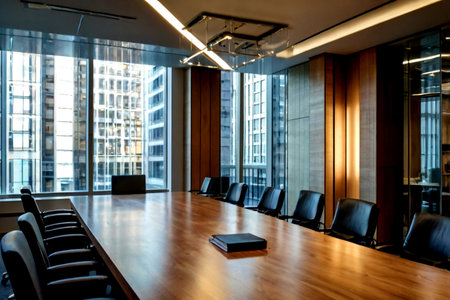 Interior of a conference room in a modern office. Nobody inside