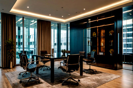 Interior of a modern office, meeting room, conference room and meeting room