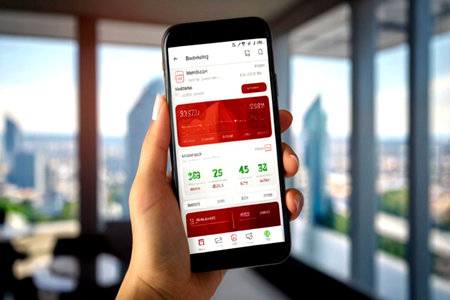 mobile phone with app delivery service on the screen in a modern office
