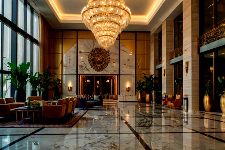 Luxury hotel lobby interior design. Luxurious hotel lobby.
