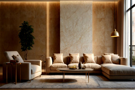 modern bright interiors living room 3D rendering illustration computer generated image