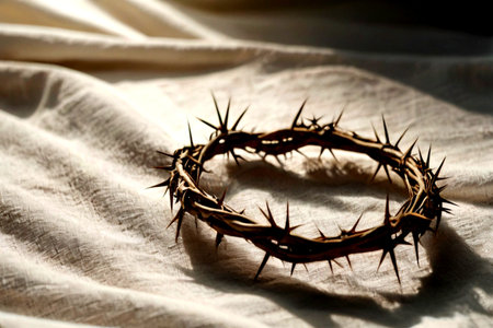 Crown of thorns on a white background. Christian symbol.