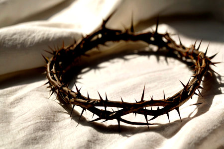 Crown of thorns on a white background. Christian symbol.