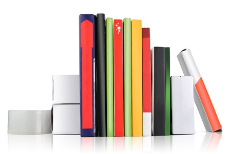 colorful books isolated on white backgroundの写真素材