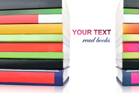 colorful books isolated on white background and sample textの写真素材
