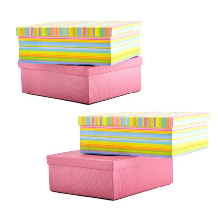 collection of gift boxes. boxes with colorful isolated on white backgroundの写真素材