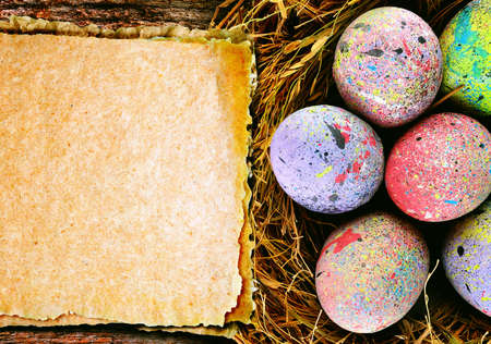 note of easter egg. With old paper texture