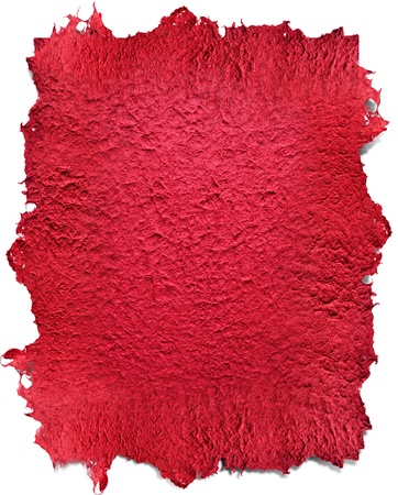 A red, vintage paper background with a stained deckle borderの写真素材