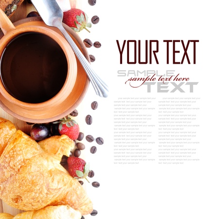 Coffee Break Menu ( With bread, fruit, sample text )の写真素材