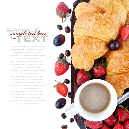 Coffee Break Menu ( With bread, fruit, sample text )の写真素材