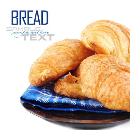 fresh breads with sample text isolated on white backgroundの写真素材