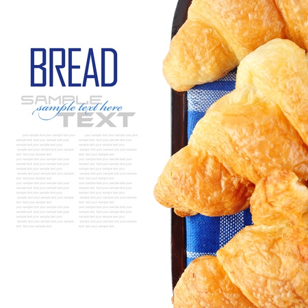 fresh breads with sample text isolated on white backgroundの写真素材