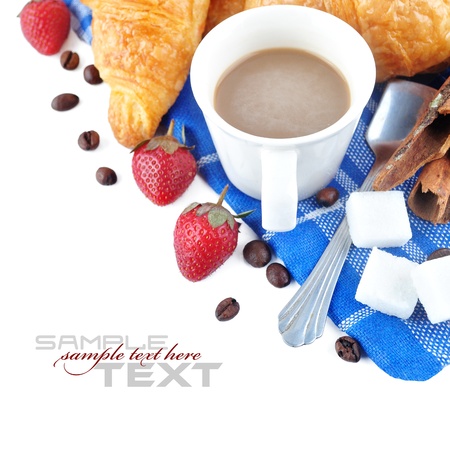 Coffee Break Menu ( With bread, fruit, sample text )の写真素材