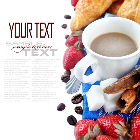 Coffee Break Menu ( With bread, fruit, sample text )の写真素材