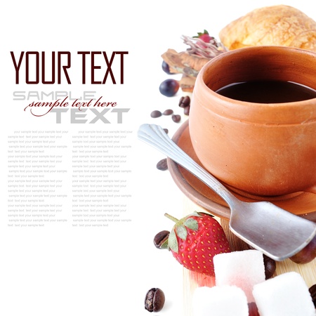 Coffee Break Menu ( With bread, fruit,sample text )の写真素材