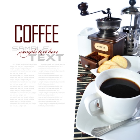 Coffee Break Menu   With coffee ingredient, coffee grinder   sample text  の写真素材