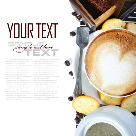 Coffee Break Menu   With coffee ingredient, coffee grinder   sample text  の写真素材