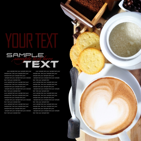 Coffee Break Menu   With coffee ingredient, coffee grinder   sample text  の写真素材
