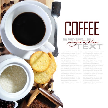 Coffee Break Menu   With coffee ingredient, coffee grinder   sample text  の写真素材