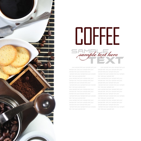 Coffee Break Menu   With coffee ingredient, coffee grinder   sample text  の写真素材