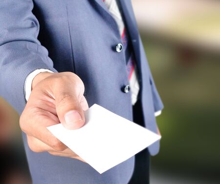 Business man show blank card の写真素材