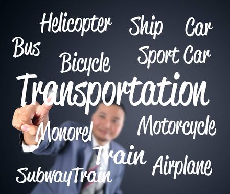 business man touching kind of transportationの写真素材