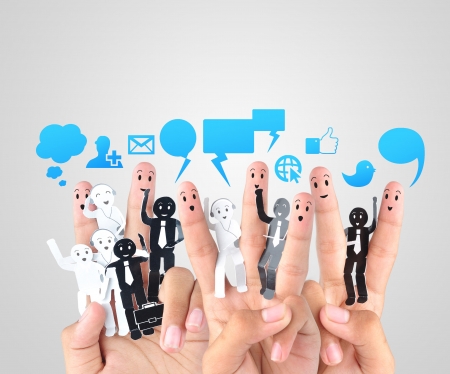 smile fingers for symbol of social network の写真素材