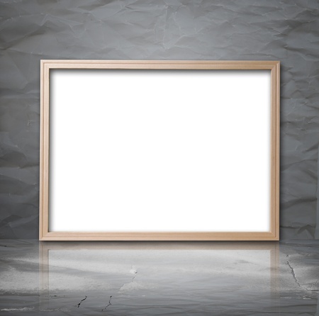 White backdrop with wooden frame in a room の写真素材