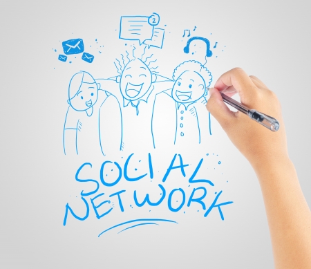 hand drawing social network community の写真素材