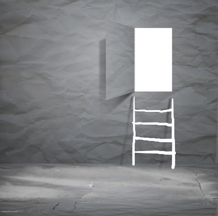 opened concrete wall in form of a keyholeconcept の写真素材
