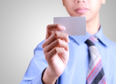 Business man give a card template の写真素材